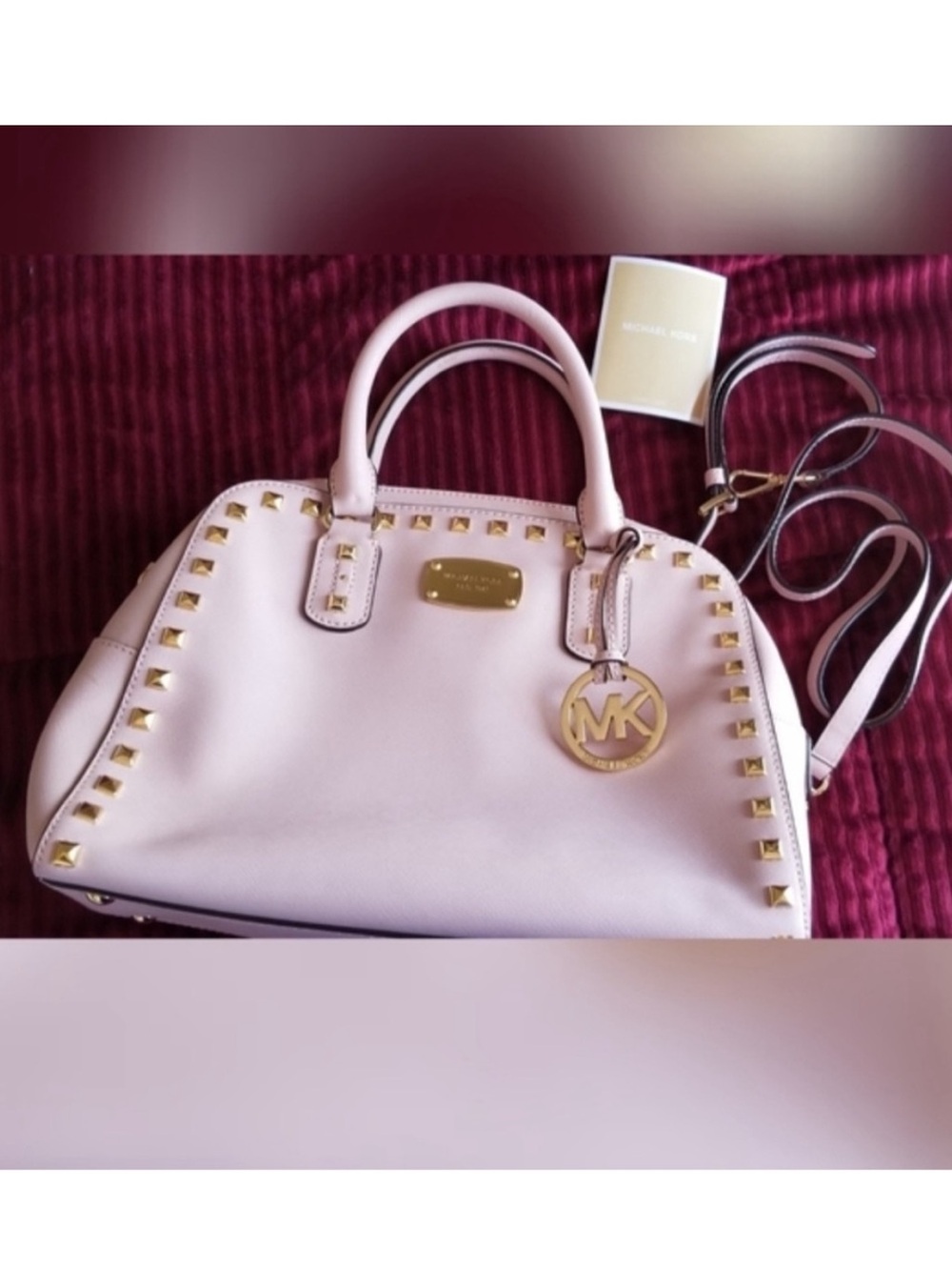 Michael Kors Pale Pink Leather Satchel with Gold Accents